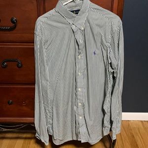 Men’s Ralph Lauren button down green white stripes XL